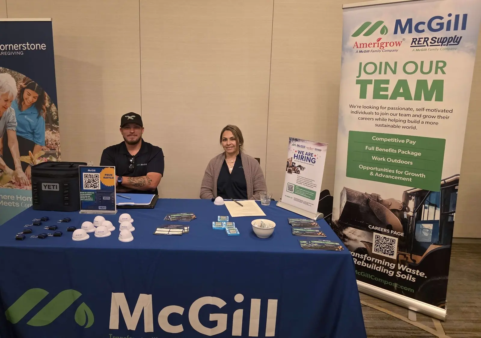 McGill team representing the company at a Join Our Team career fair booth
