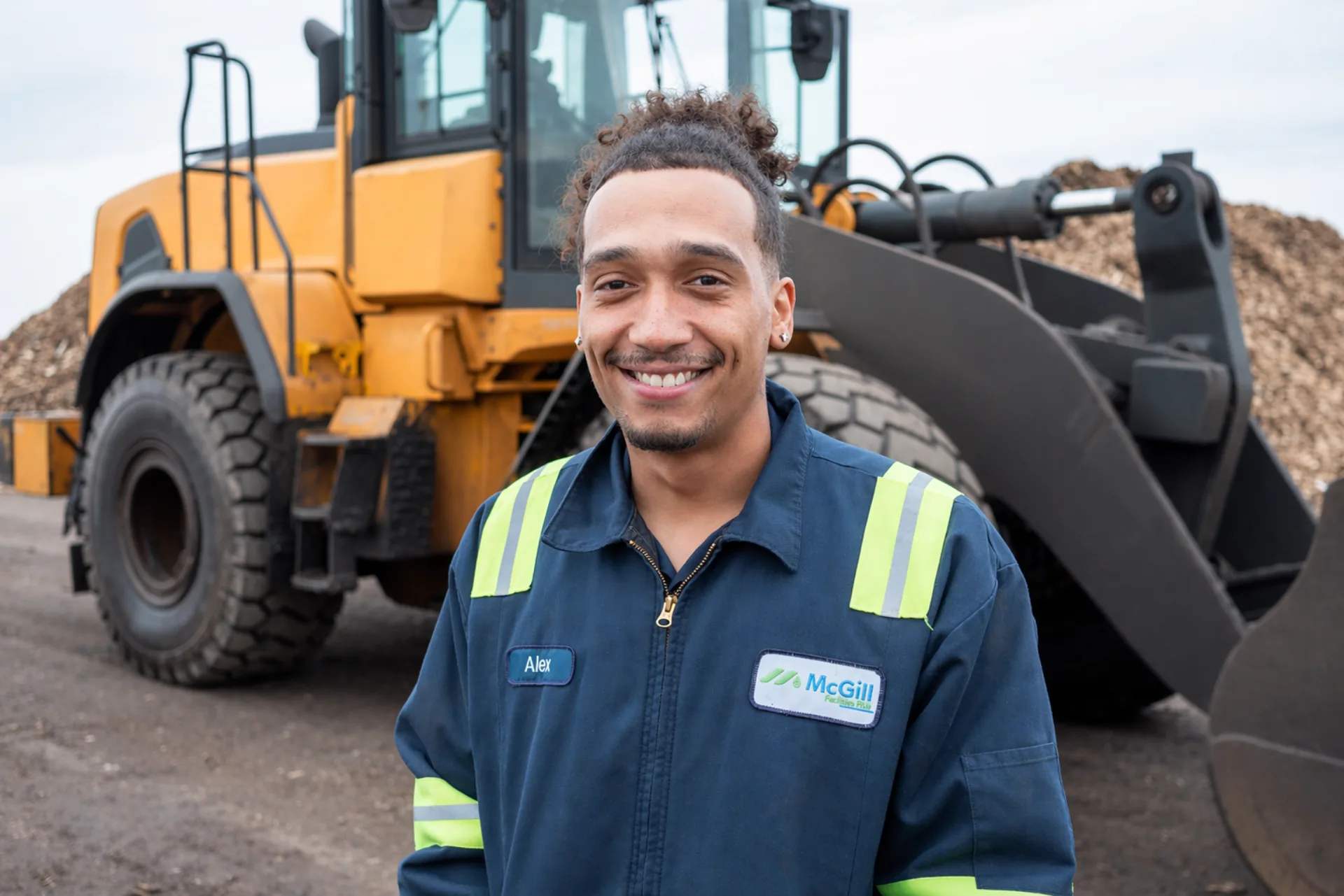 Compost facility worker